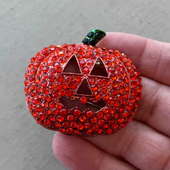 2 Inch Jack O Lantern Brooch Pin Rhinestone Gold Per Pc