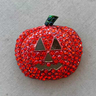 2 Inch Jack O Lantern Brooch Pin Rhinestone Gold Per Pc