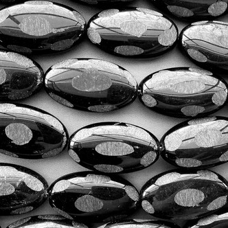 Rough Faceted Obsidian Oval 34x20mm Semi-Precious Stone Beads Per Strand