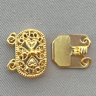 Filigree Oval 2 Loop Box Clasps 20x16mm Gold Plated Brass Q2 Per Pkg