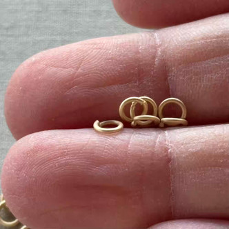 Round Open 4mm Jump Rings 21 Gauge Satin Hamilton Gold Plated Brass Q50 Per Pkg