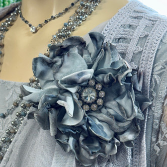 Smoke Grey Flower Rose Brooch Pin A Rare Bird 5inch Per Pc