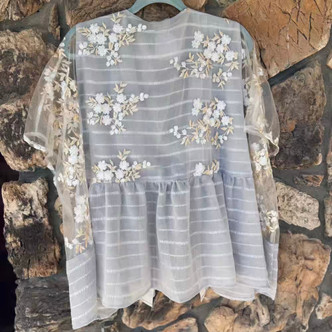 Flowers of the Silver Moon Embroidered Short Kimono POL BWJ8