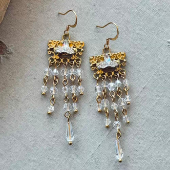 Golden Clarity Chandelier Earrings Artisan Made in the USA Per Pair