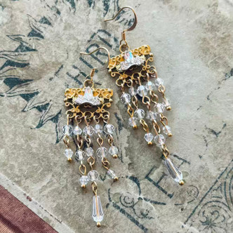 Golden Clarity Chandelier Earrings Artisan Made in the USA Per Pair