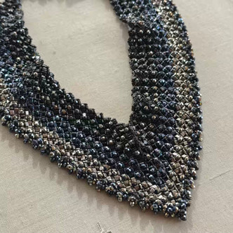 Woven Treasures Queen Blue Seed Beaded Choker Necklace Artisan Made Per Pc