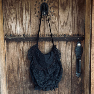 The Black Rose Lace Crochet Messenger Bag Purse JDL Jeanne d'Arc Living