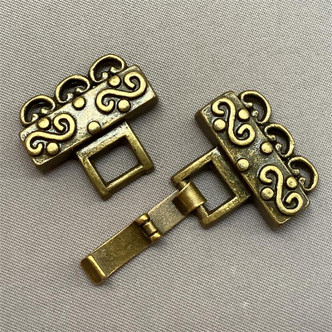 3 Strand Baroque Bar Fold Over Snap Clasps 46x23mm Antique Brass Plated Alloy Q3 Per Pkg
