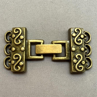 Baroque Bar Antique Brass Plated Lead Nickel Safe Zinc Alloy 46x23mm 3 Strand Fold Over Snap Clasps Q3 per Pkg