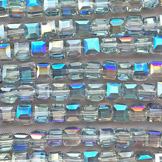 Blue Aurora 4mm Faceted Cube Chinese Crystal Glass Beads Per Strand