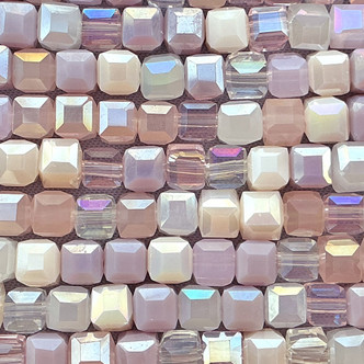 Blossom Mix 4mm Faceted Cube Chinese Crystal Glass Beads Per Strand