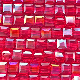 Red AB 4mm Faceted Cube Chinese Crystal Glass Beads Per Strand