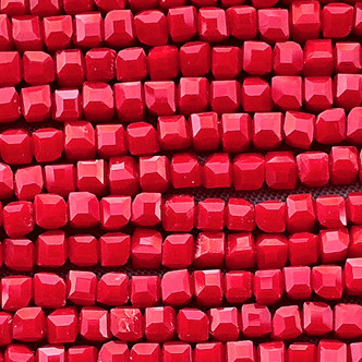 Scarlet 2mm Cube Chinese Crystal Glass Beads Per Strand