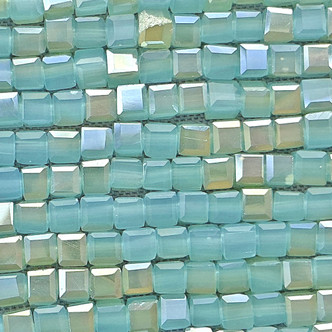 Turquoise Opalite Champagne 2mm Cube Chinese Crystal Glass Beads Per Strand