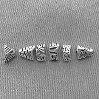 Segmented Fish Beads 35x9mm Antique Silver Plated Alloy Q10 Sets Per Pkg