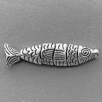 Segmented Fish Beads 35x9mm Antique Silver Plated Alloy Q10 Sets Per Pkg