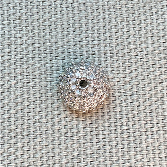 Micro Pave CZ Round Bead Caps 8mm Antique Silver Plated Alloy Q2 Per Pkg