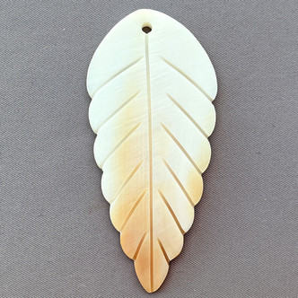 Cream Leaf Feather 72x34mm Freshwater Shell Pearl Pendants Q2 Per Pkg
