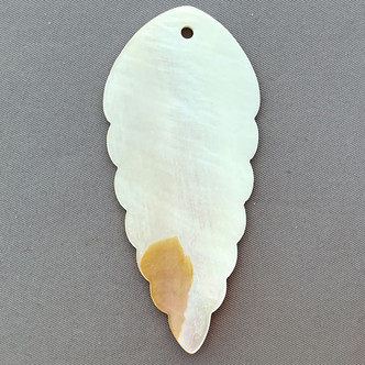 Cream Leaf Feather 72x34mm Freshwater Shell Pearl Pendants Q2 Per Pkg