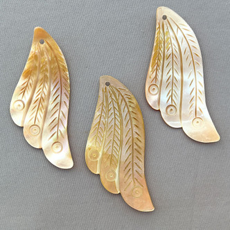 Coffee Cream Wings 65x27mm Freshwater Shell Pearl Pendants Q2 Per Pkg