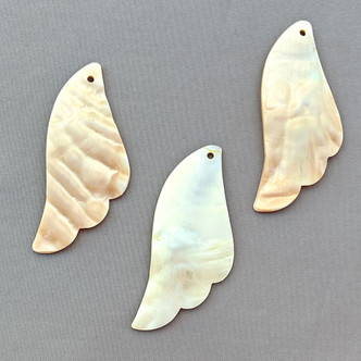Coffee Cream Wings 65x27mm Freshwater Shell Pearl Pendants Q2 Per Pkg