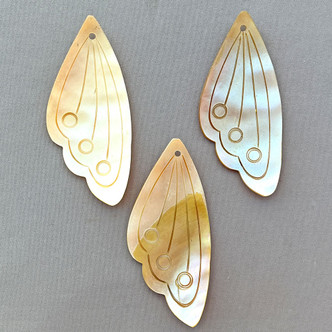 Coffee Cream Butterfly Moth Wings 65x30mm Freshwater Shell Pearl Pendants Q2 Per Pkg