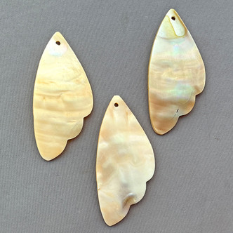 Coffee Cream Butterfly Moth Wings 65x30mm Freshwater Shell Pearl Pendants Q2 Per Pkg