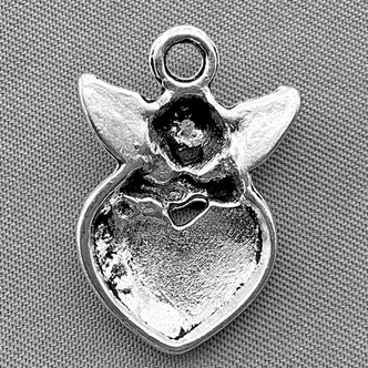 Cherub Heart Cupid Valentine Charms 24x16mm Antique Silver Plated Alloy Q6 Per Pkg