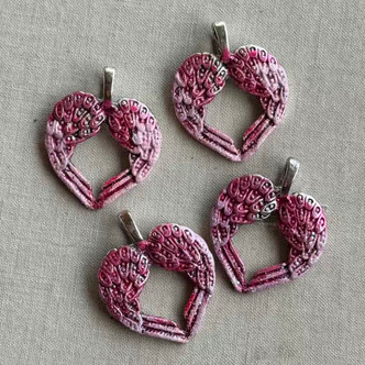 Lina Heart Wings Charms Angel Hand Painted 29x24mm 4Pcs Per Pkg