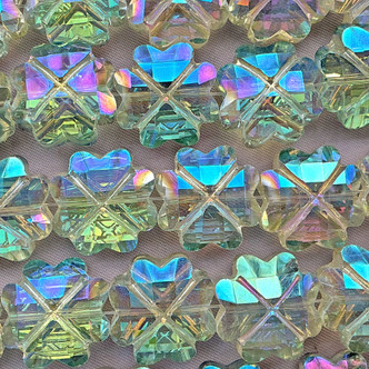 Crystal Verde Clover Shamrock 17mm Chinese Crystal Glass Beads Per Strand