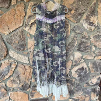 Camo Green Ruffled Lace Kimono High Low Vest Origami XL