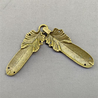 2 Strand Feather Hook Clasps 48x16mm Antique Brass Plated Alloy Q2 Per Pkg