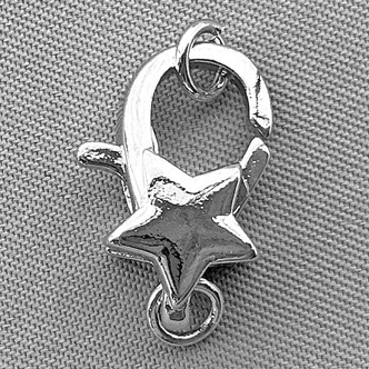 Star Lobster Claw Clasps with Jump Rings 16x11mm Antique Silver Plated Alloy Q2 Per Pkg