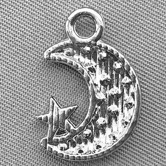 Crystal Rhinestone Crescent Moon Star Charms 18x12mm Platinum Plated Alloy Q4 Per Pkg