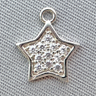 Micro Pave CZ Crystal Star Charms 11x10mm Platinum Plated Alloy Q2 Per Pkg