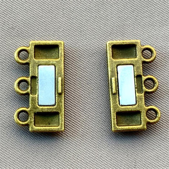 Magnetic Branch Leaf Vine 3 Loop Clasps 14x19x6mm Antique Brass Plated Alloy Q4 Per Pkg