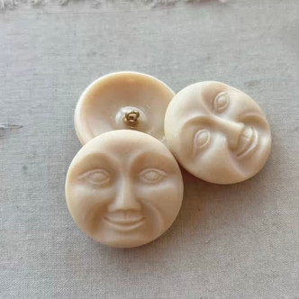 31mm Czech Glass Button Moon BIG Matte Bone Q1 Per Pc