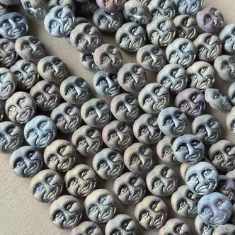 13mm Moon Beads Czech Glass Matte Eclipse AB Q15 Per Strand