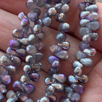 6x4mm Czech Glass Drop Beads Etched Lavender Celestial 50Pcs Per Strand