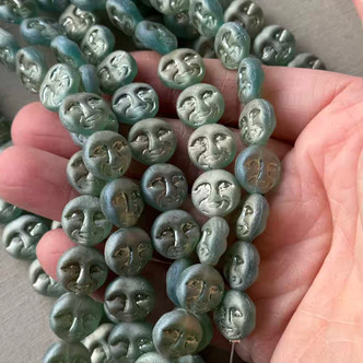 13mm Moon Beads Czech Glass Matte Phantom Moon Q15 Per Strand