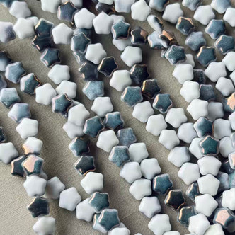 8mm Star Beads Czech Glass Alabaster Star Dust 25Pcs Per Strand