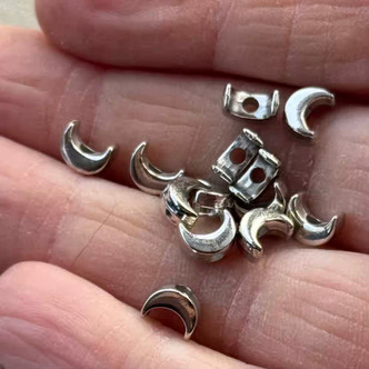 7x5mm Acrylic Crescent Moon Beads Silver Plated Q50 Per Pkg