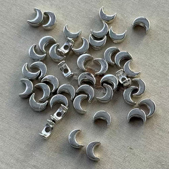 7x5mm Acrylic Crescent Moon Beads Silver Plated Q50 Per Pkg