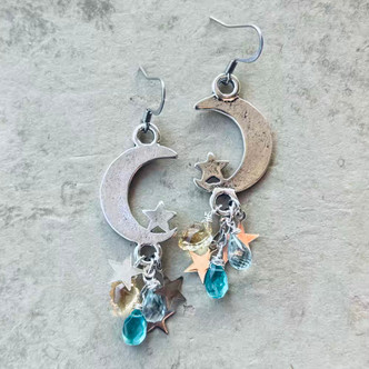 Twilight Moon Earrings Silver Artisan Made in the USA Per Pair