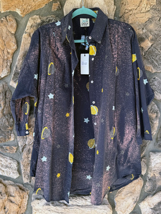 Planet Saturn Cotton Button Down Bleached Top Jaded Gypsy