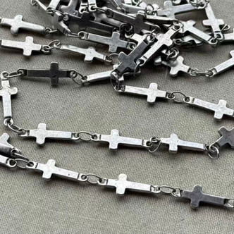14x5mm Cross Chain Soldered Antique Silver Plated Per Foot