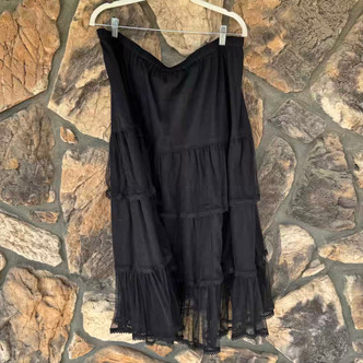 Black Layered Mesh Skirt Crochet Hem JDL Jeanne d'Arc Living O/S