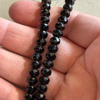 7x5mm Czech Glass Faceted Rondelle Beads Jet Bronze Fire Polish 25Pcs Per Strand
