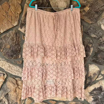 Dusty Rose Ruffled Lace Layered Mesh Skirt JDL Jeanne d'Arc Living M/L