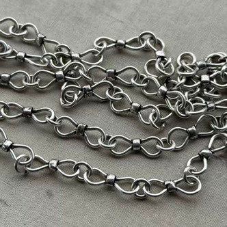17x6mm Figure 8 Infinity Antique Silver Plated Solid Copper Chain Soldered India No E-Coat Per Ft